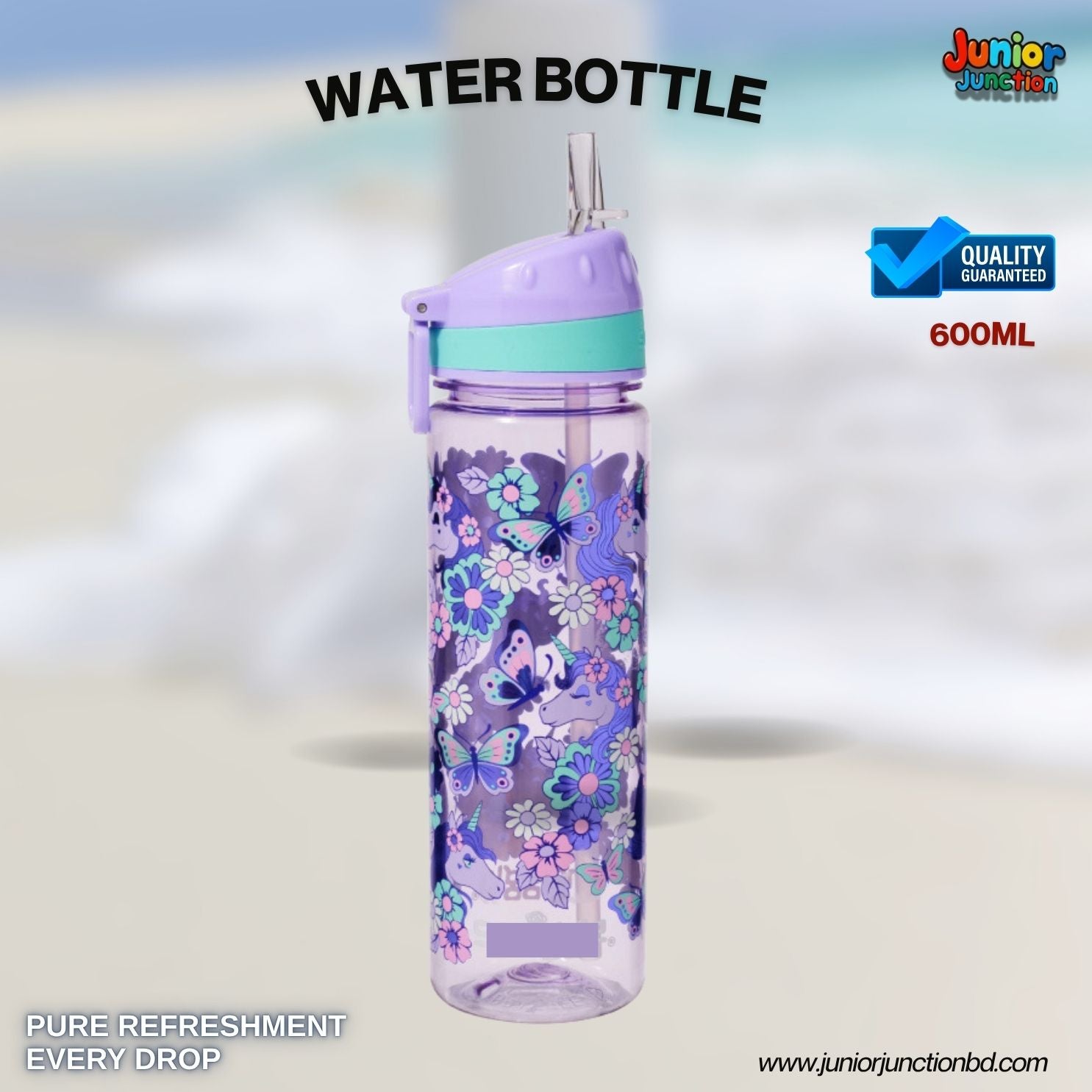 Enchanted Garden Unicorn & Butterfly Kids Water Bottle (Lilac Edition) 🦄🦋