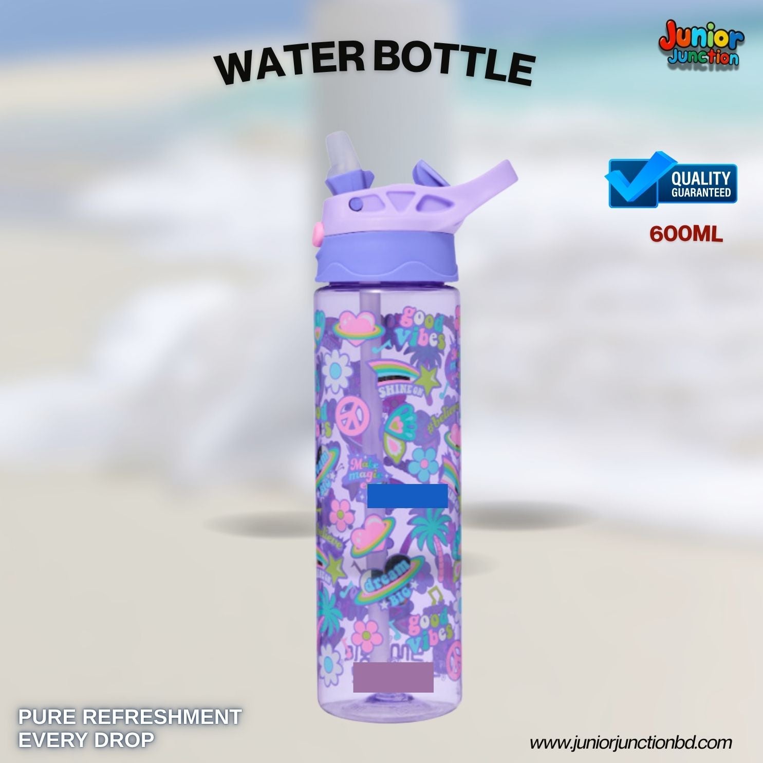 🚀😈 "Mischievous Bunny Pastel Magic" Premium Kids Character Water Bottle (Royal Purple Edition) 🥤
