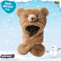 Adorable Brown Teddy Bear Kids Plush Hooded Scarf Hat