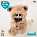 Cute Warm Tan Bear Ear Kids Plush Hooded Scarf Hat Set