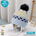 Charming Light Blue Geometric Patterned Earflap Kids Winter Knit Cap