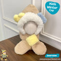 Cute Khaki Beige Duck Character Kids Plush Hooded Scarf Hat