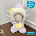 Cute Lavender Purple Duck Character Kids Plush Hooded Scarf Hat