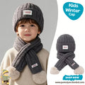 Cozy Charcoal Grey Knit Beanie & Pom-Pom Scarf Winter Set