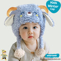 Cute Blue Ram Horns & Lamb Ears Kids Plush Trapper Hat