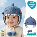 Cute Blue Dinosaur Kids Plush Trapper Hat