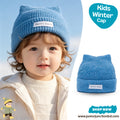 Cozy Blue Cat Ear Ribbed Knit Kids Winter Beanie