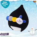 Cute Black Caterpillar Earflap Pointed Knit Kids Winter Bonnet