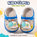 🚁 Kids Sky Pilot Clogs – Slate Grey & Aero Blue