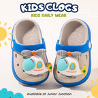 🚁 Kids Sky Pilot Clogs – Slate Grey & Aero Blue