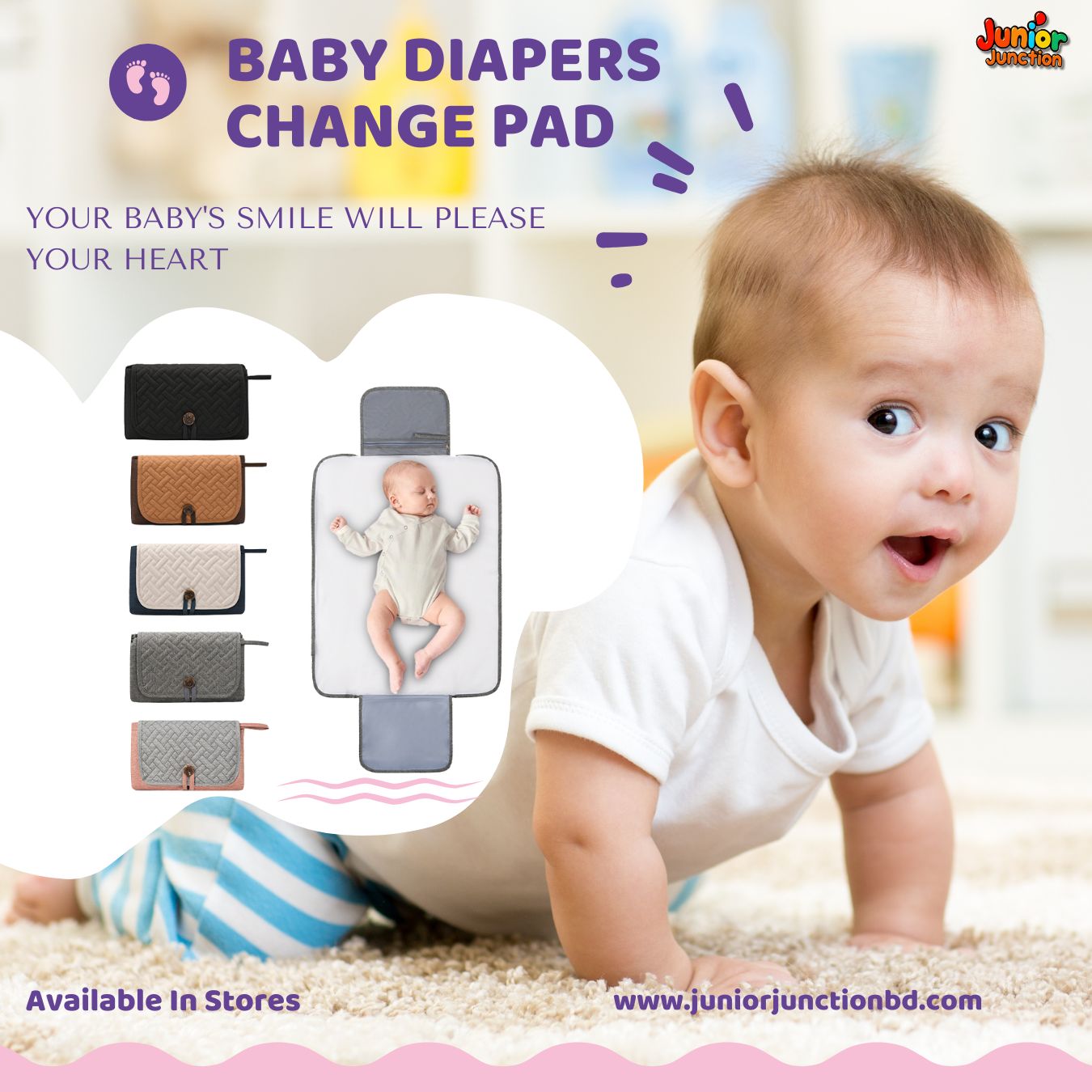 Portable Quilted Baby Diaper Changing Pad – Slate Grey