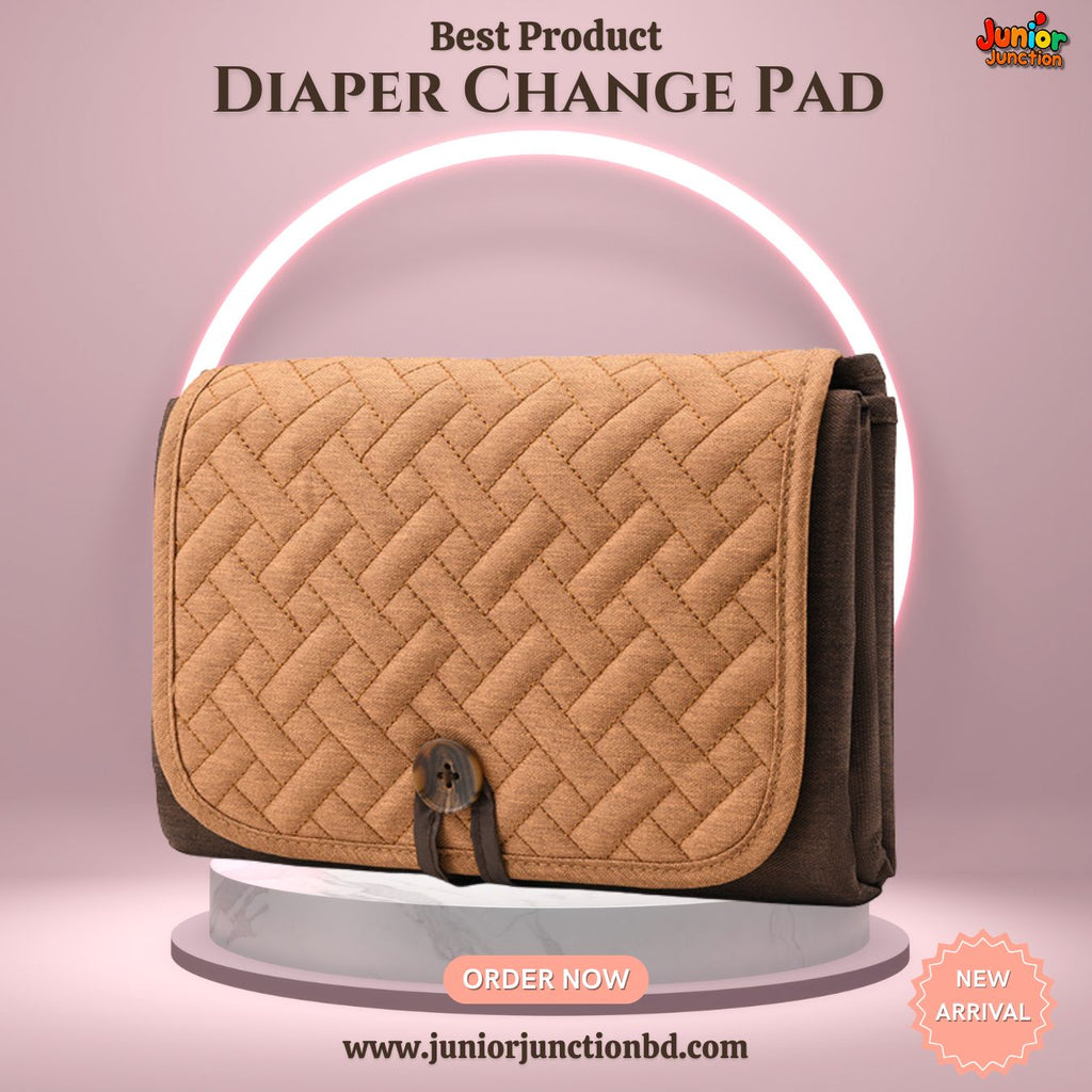 Portable Quilted Baby Diaper Changing Pad – Camel & Espresso Brown