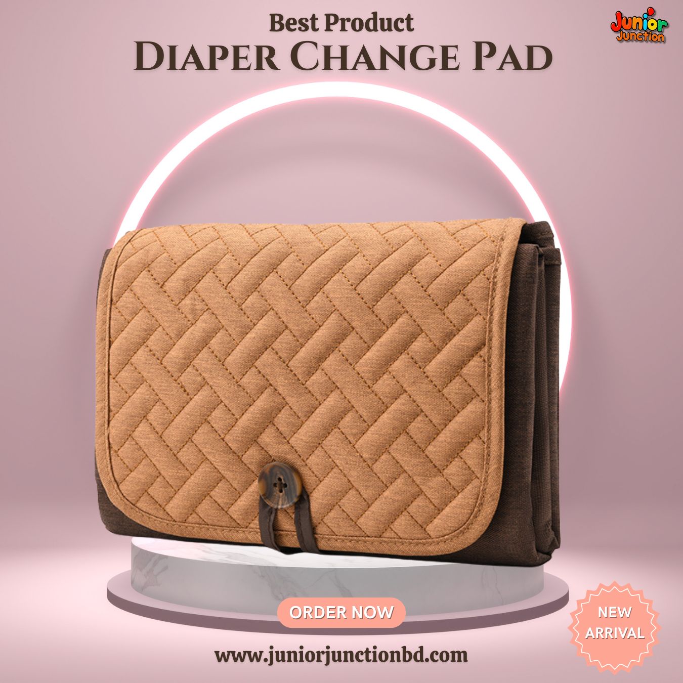 Portable Quilted Baby Diaper Changing Pad – Camel & Espresso Brown