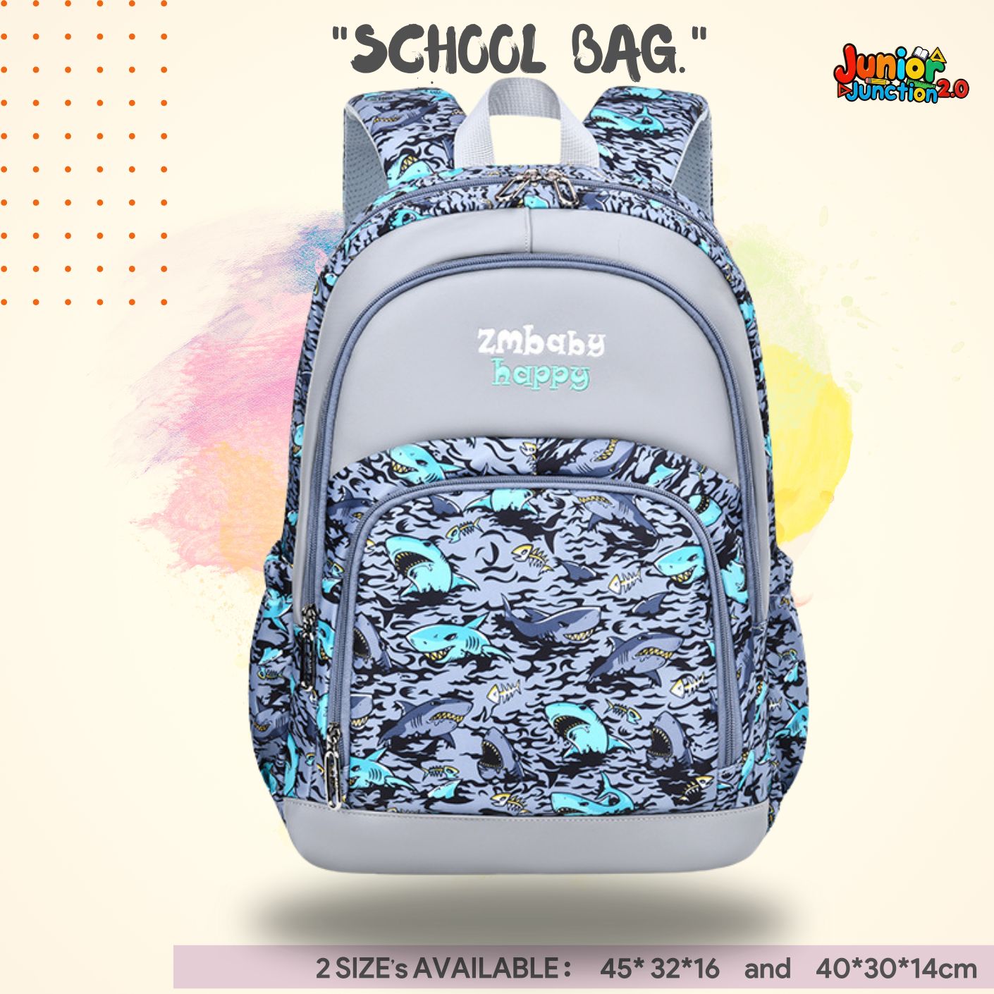 🦈 Premium Shark Theme Kids' School Bag (Large Size)