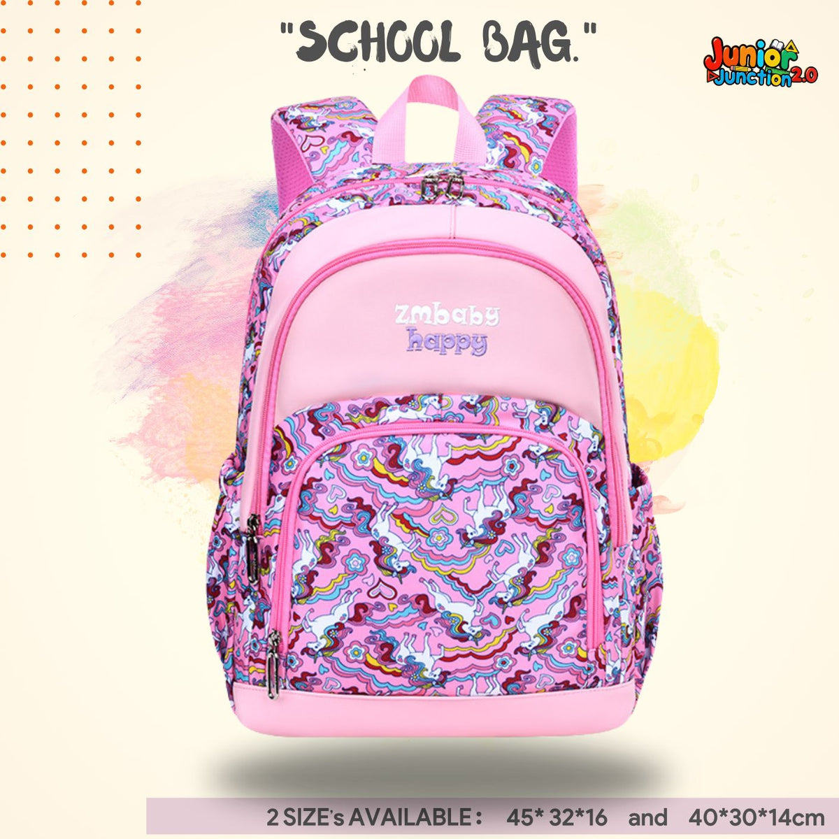 🦄 Premium Magical Unicorn Theme Kids' School Bag, (Large Size)