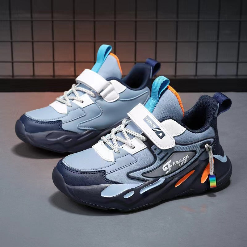 👟 Kids Apex Sport Runner Sneakers – Slate Blue & Electric Orange