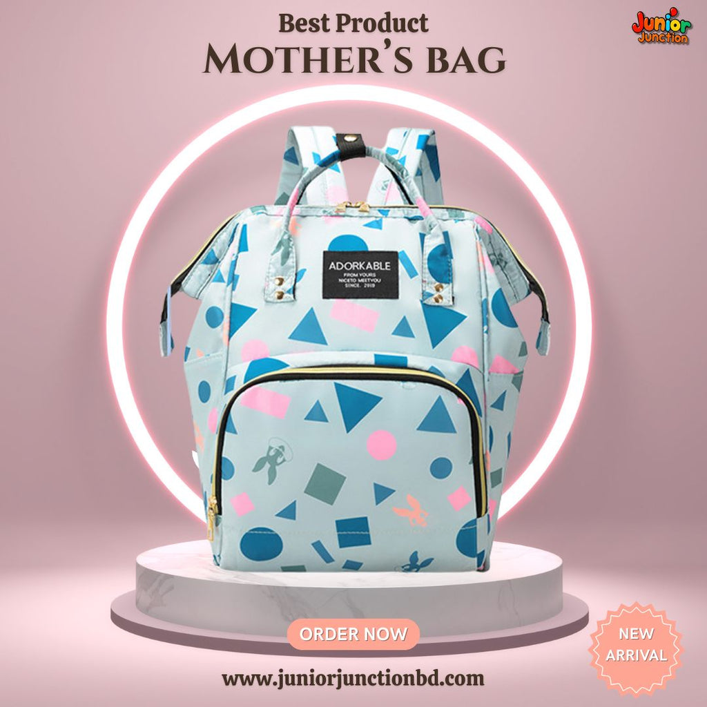 🎒 Premium Multi-Functional Mother’s Backpack – Geometric Play Edition