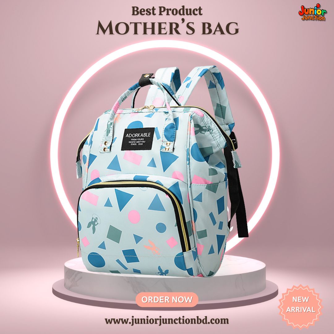 🎒 Premium Multi-Functional Mother’s Backpack – Geometric Play Edition