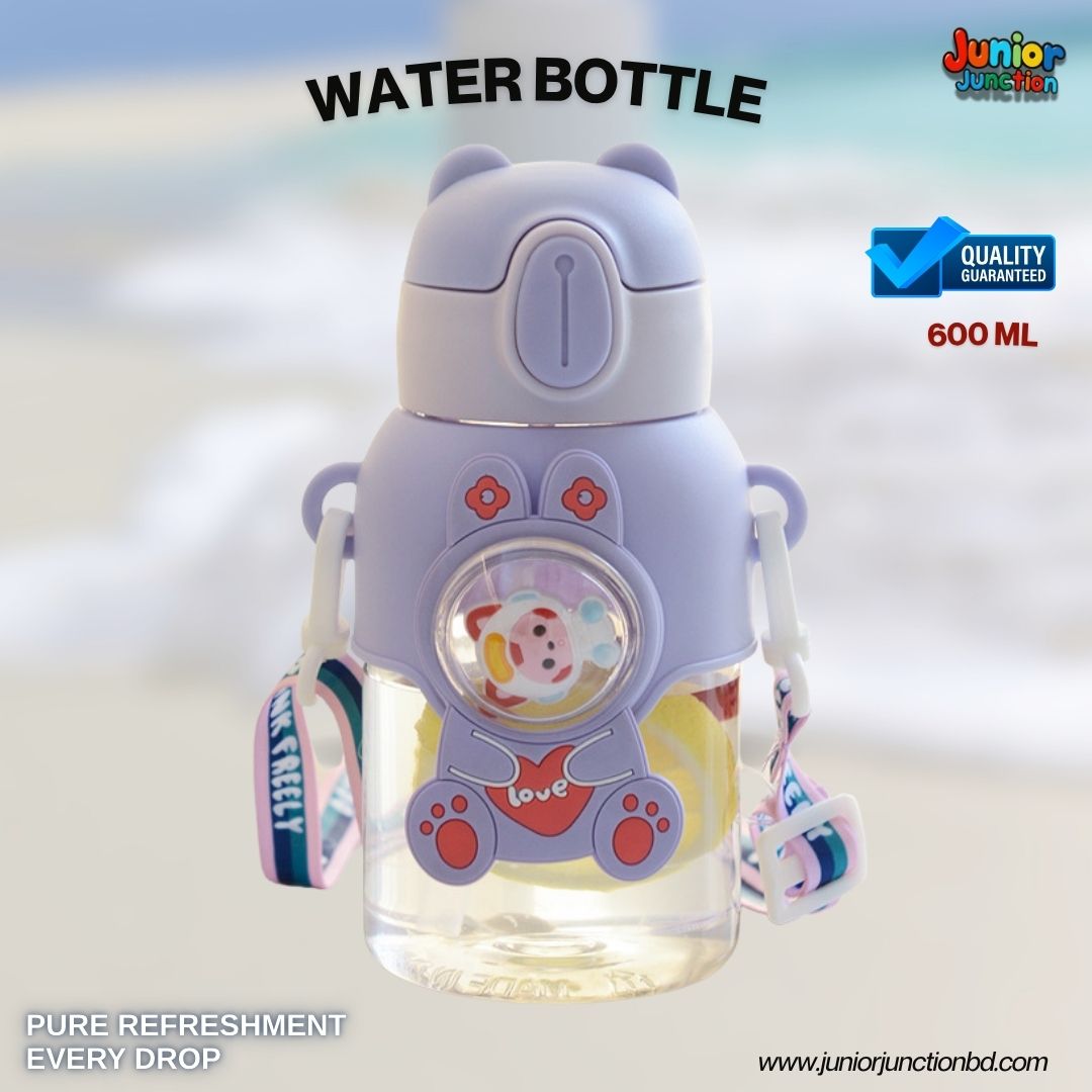 🚀💜 "Bunny Space Explorer" Premium Kids Dual-Tone Strap Water Bottle (Lavender Magic Edition) 🥤