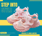 👟 Kids Pearl Elegance Princess Sneakers – Rose Pink & Organza Bow
