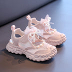 👟 Kids Pearl Elegance Princess Sneakers – Rose Pink & Organza Bow