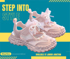 👟 Kids Pearl Elegance Princess Sneakers – Rose Pink & Organza Bow