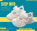 👟 Kids Pearl Elegance Princess Sneakers – Ivory Cream & Organza Bow