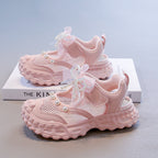 👟 Kids Pearl Elegance Princess Sneakers – Rose Pink & Organza Bow