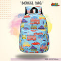 🚙 Transport & Vehicles Theme Premium Toddler School Bag (Light Blue)