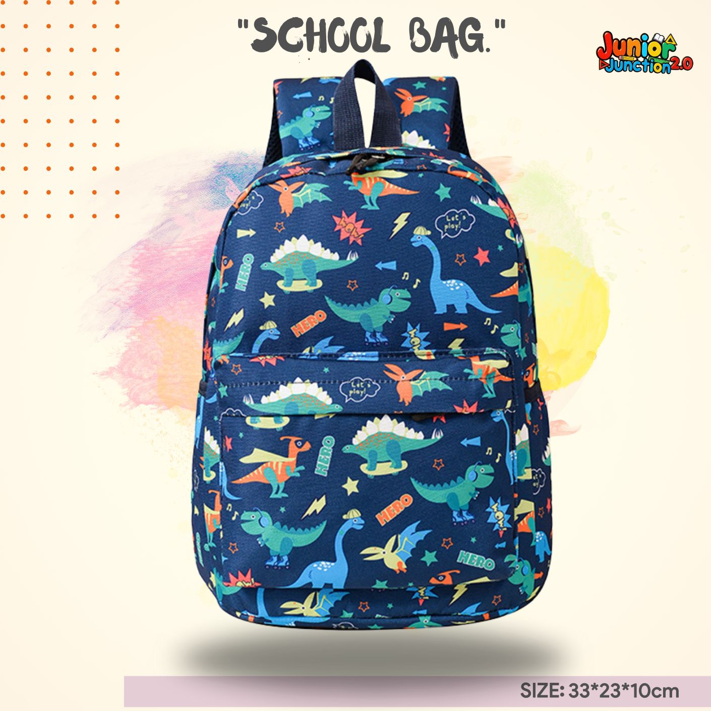 🦕 Dinosaur Theme Premium Toddler School Bag (Deep Blue)