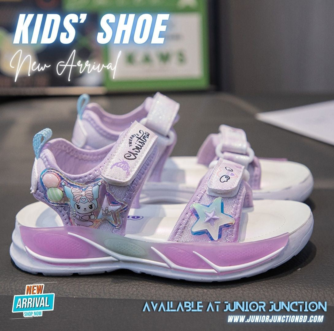 👡 Kids Sparkle Star Sport Sandals – Lavender Cream & Iridescent Magic
