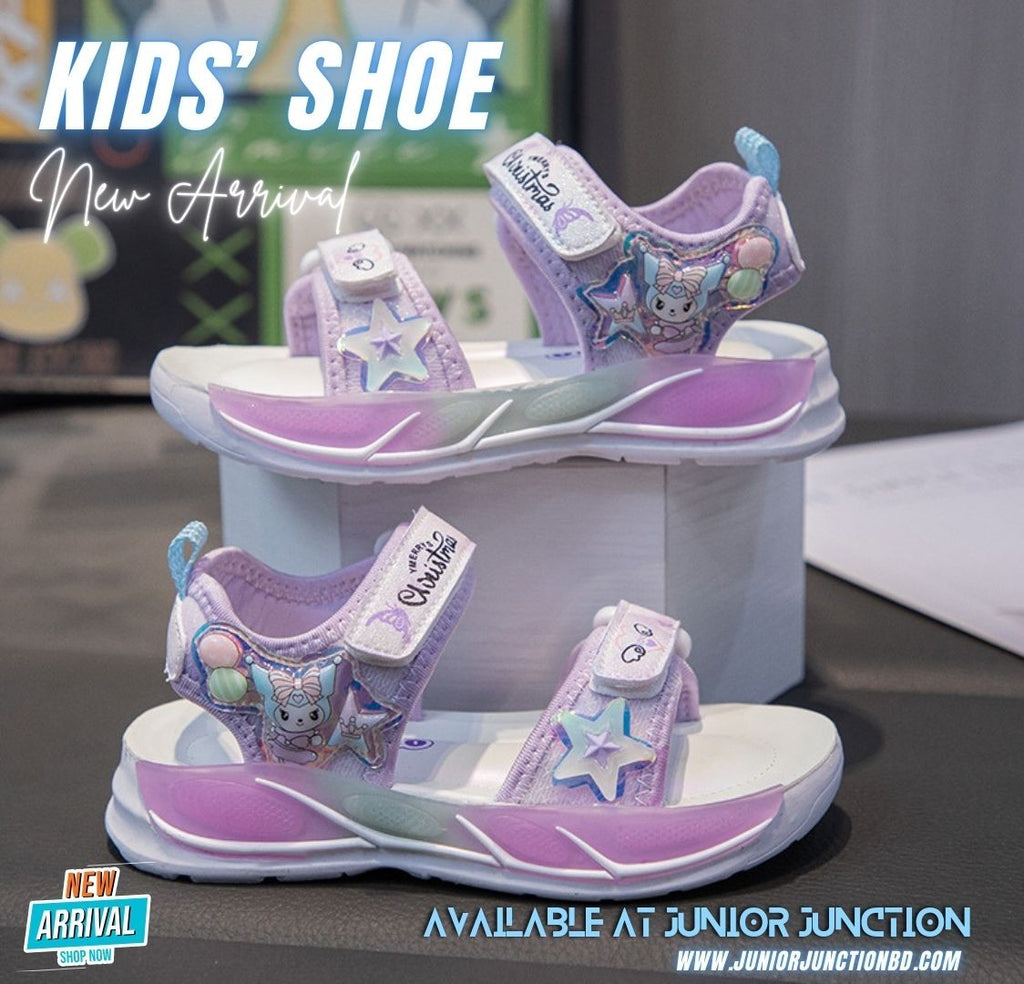 👡 Kids Sparkle Star Sport Sandals – Lavender Cream & Iridescent Magic
