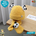 Cute Yellow Panda Accent Kids Plush Beanie & Scarf Set