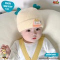 Cute Cream Heart-Antler Kids Winter Knit Beanie Cap