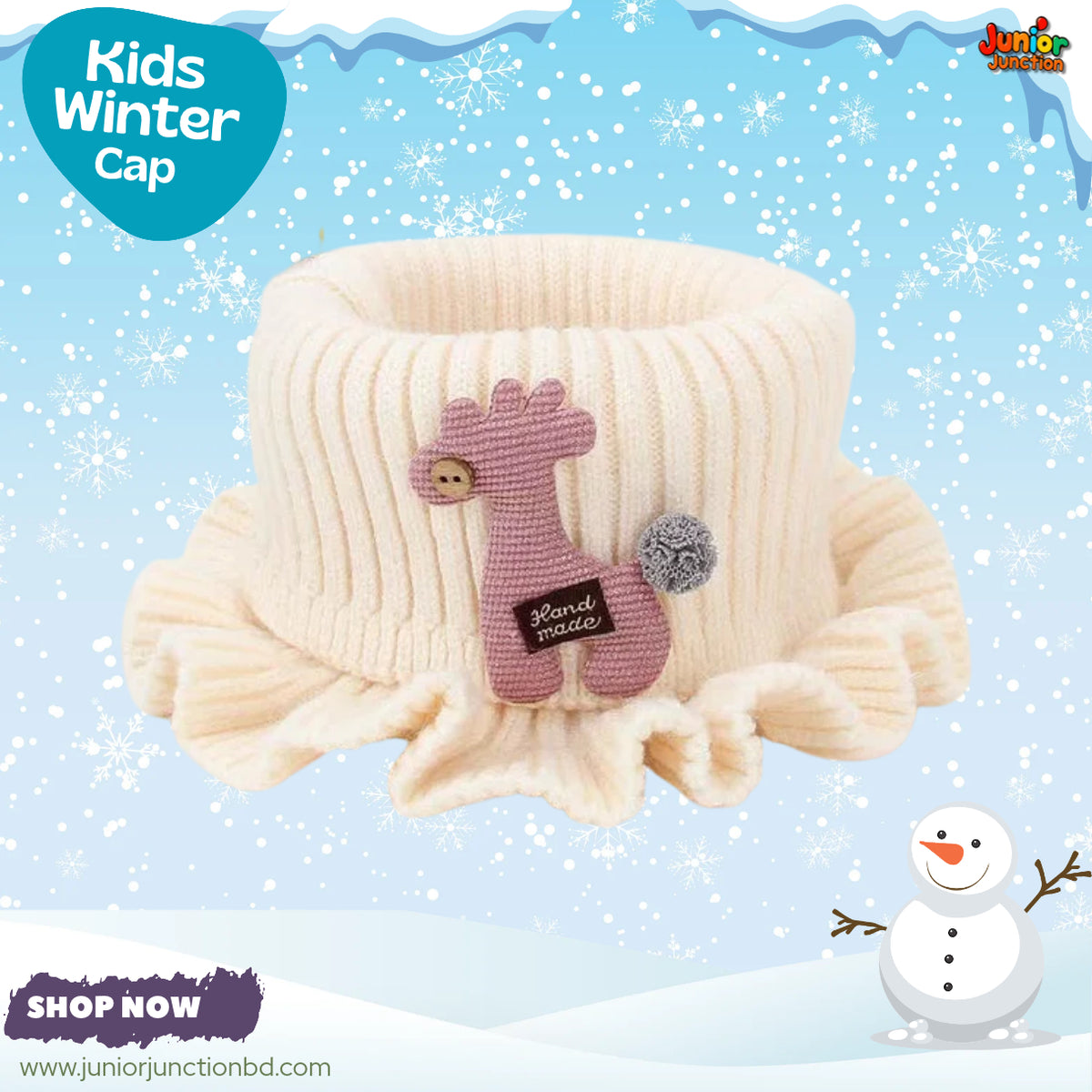 Cute Cream Giraffe Kids Winter Knit Neck Warmer