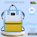 🎒 Modern Color-Block Multi-Function Mother’s Bag – Azure & Sunshine