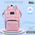 🐘 Whimsical Dream Multi-Function Mother’s Bag – Pink Clouds & Elephants